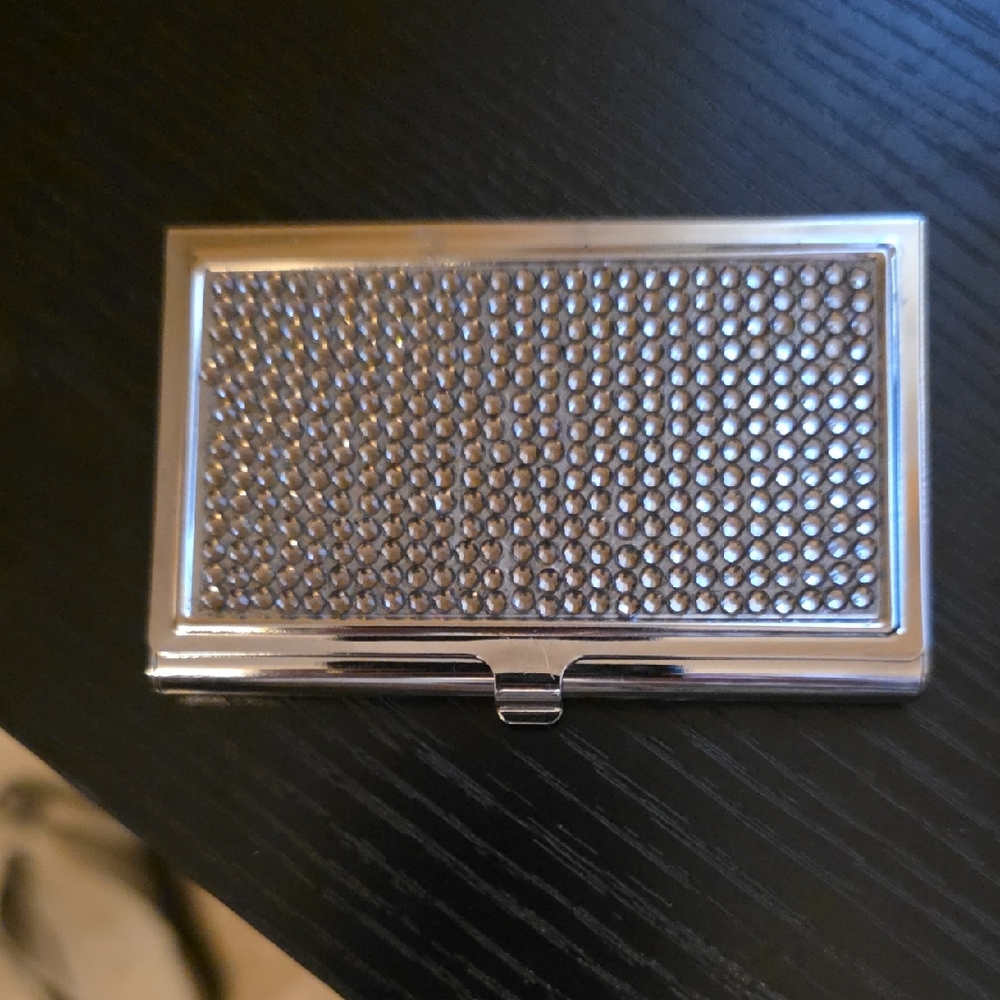 Silver Textured Business Card Holder